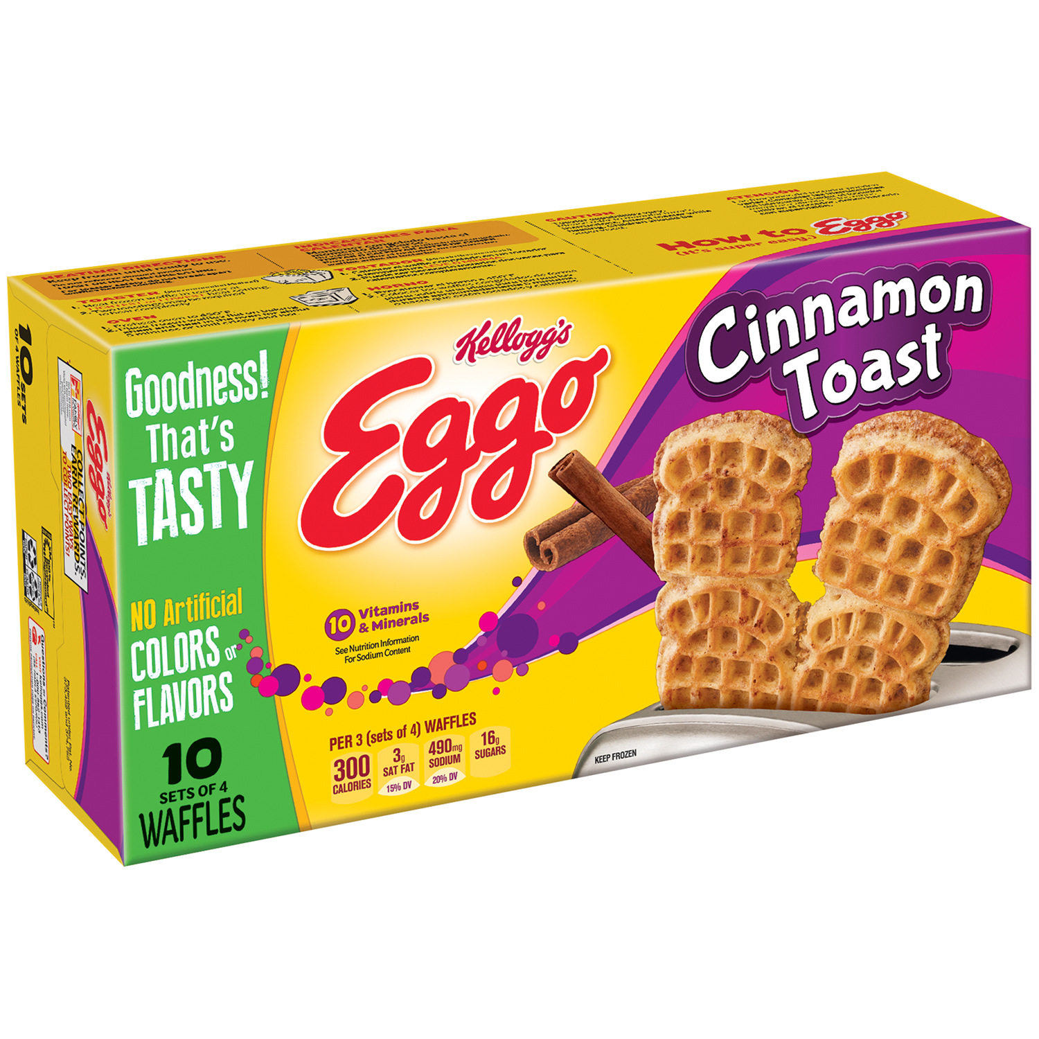 Kelloggs Eggo Frozen Waffles Cinnamon Toast Easy Breakfast 1075 Oz