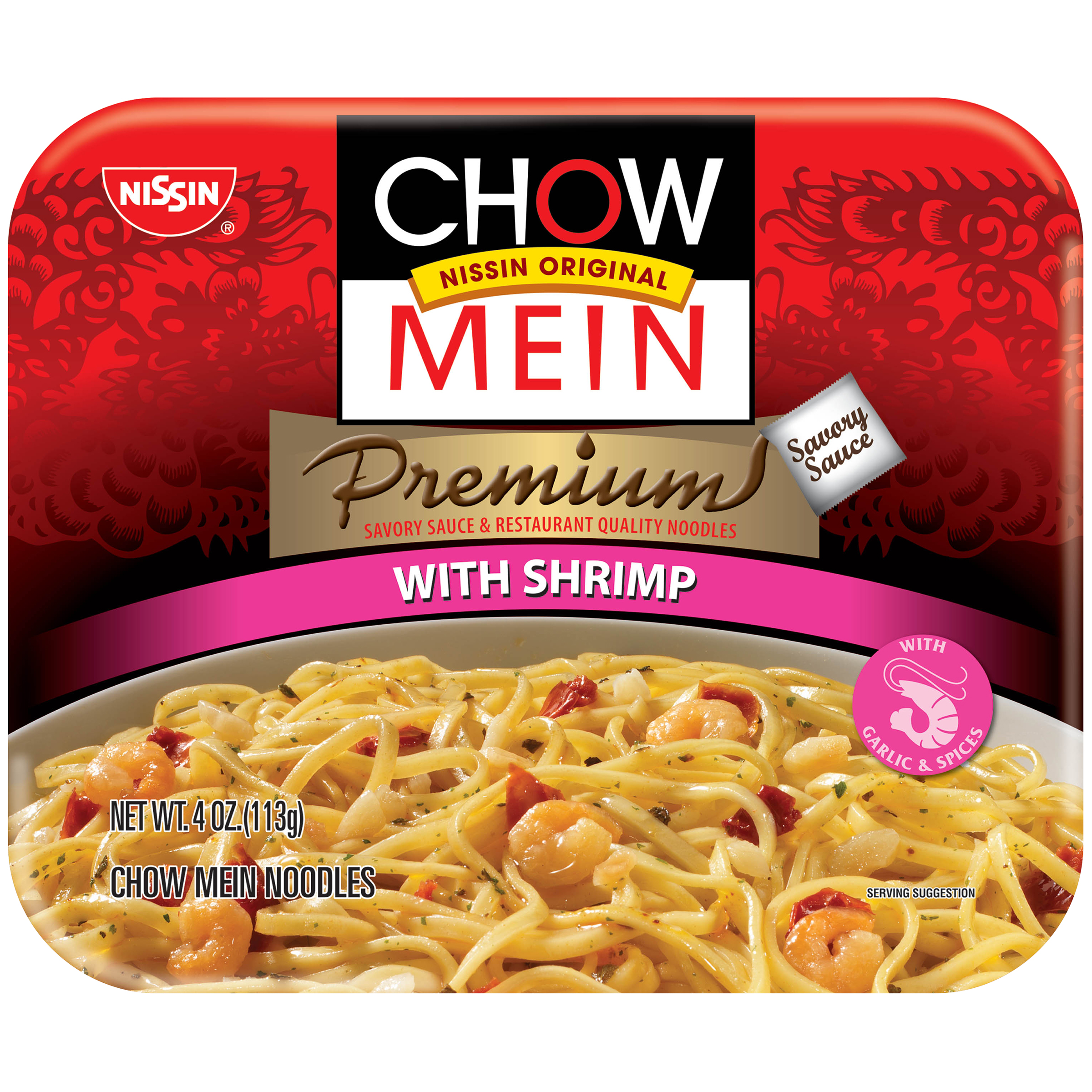 Nissin® Premium Chow Mein Noodles with Shrimp 4 oz. Tray | La Comprita