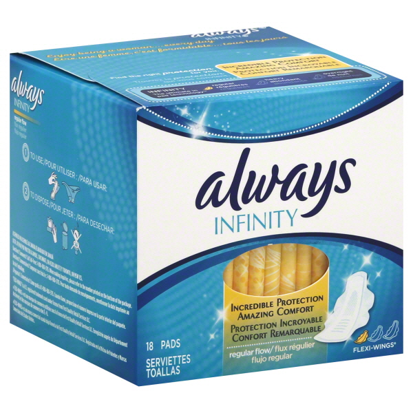 Always® Infinity™ with Avec Flex Foam Unscented Size 4 Sanitary Pads 28 ct  Box