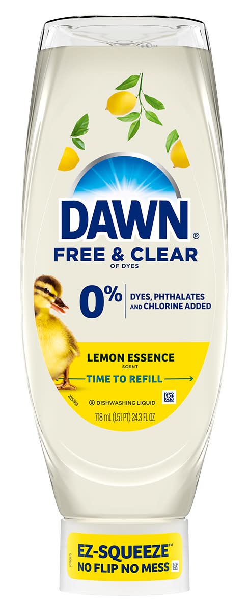 Dawn Free And Clear Dishwashing Liquid Dish Soap, Lemon Essence 24.3 oz