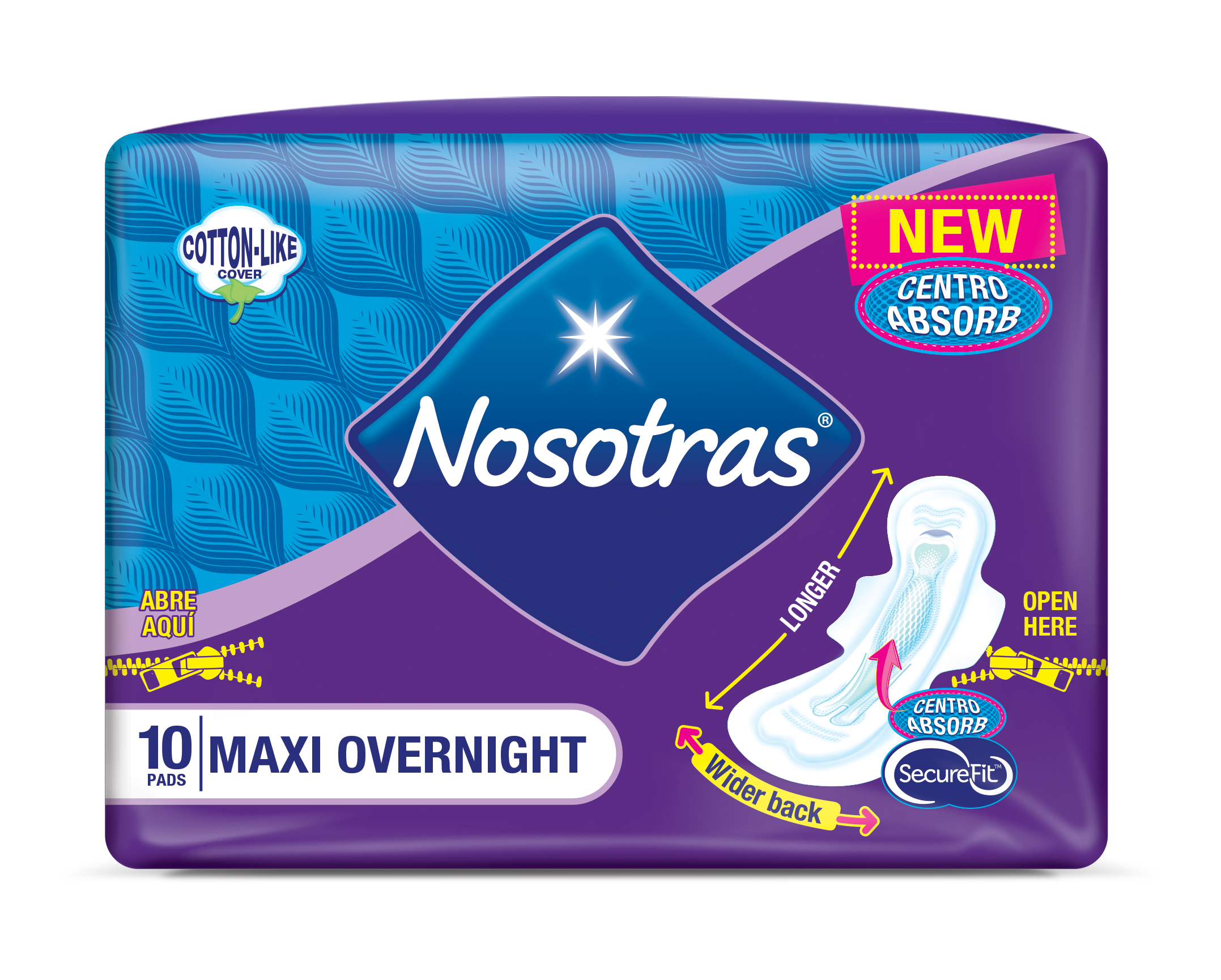 Rubber Muscular home delivery Nosotras Maxi Overnight Pads w/w, 10 ct | La Comprita