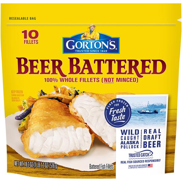 Gortons Fish Fillets Beer Battered, 10 ct, 18.2 oz | La Comprita