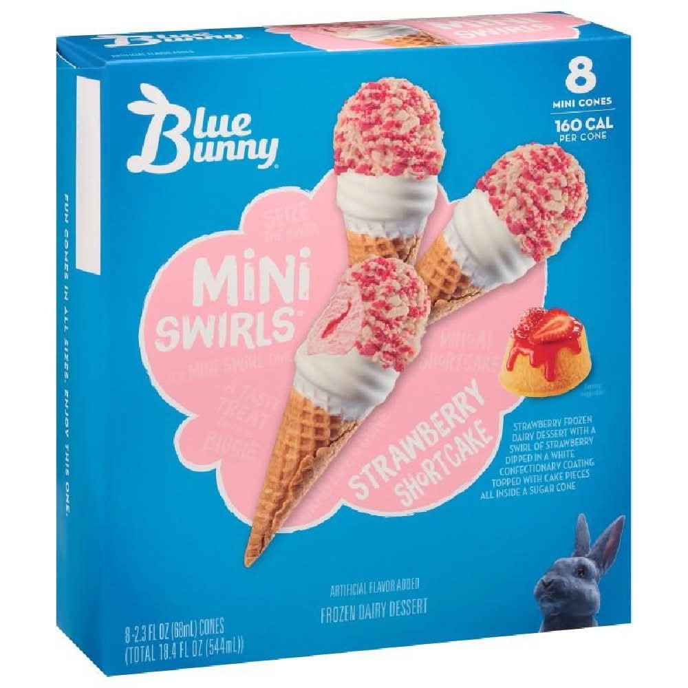 Blue Bunny Mini Swirls Strawberry ShortCake 8 ct