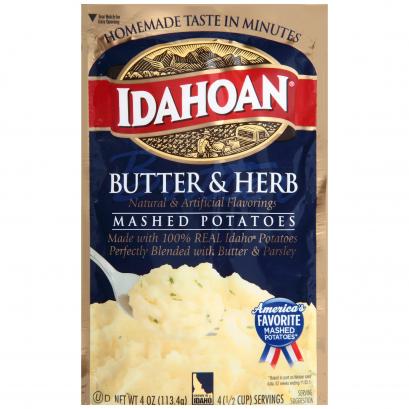 Idahoan® Butter & Herb Mashed Potatoes 4 Oz. Pouch | La Comprita